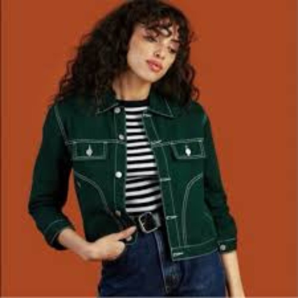 Unif woody denim jacket green size small